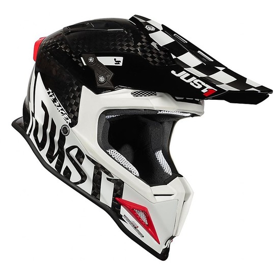Moto Cross Enduro Helmet Just1 J12 Carbon PRO RACER Carbon White