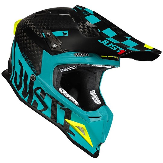 Moto Cross Enduro Helmet Just1 J12 Carbon PRO RACER Light Blue Carbon Matt
