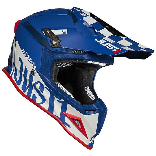 Moto Cross Enduro Helmet Just1 J12 Carbon PRO RACER White Blue Carbon Matt