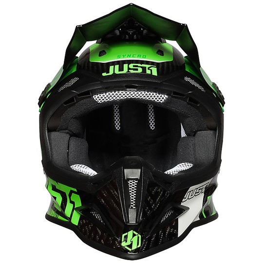 Moto Cross Enduro Helmet Just1 J12 Carbon SYNCRO Green Fluo Carbon