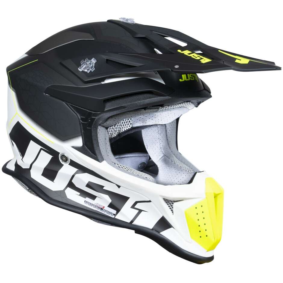 Moto Cross Enduro Helmet Just1 J18-f Hexa Fluo Yellow Black White