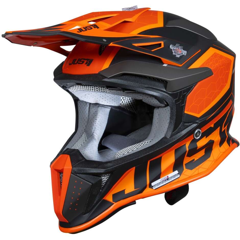 Moto Cross Enduro Helmet Just1 J18-f Hexa Orange Titanium Black