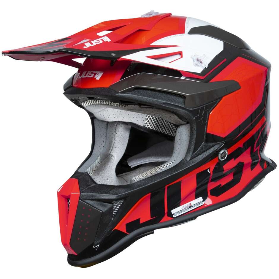 Moto Cross Enduro Helmet Just1 J18-f Hexa White Fluo Red Black