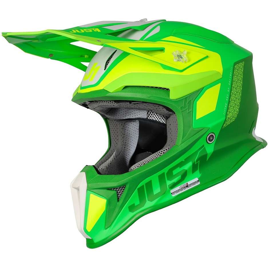 Moto Cross Enduro helmet Just1 J18 + MIPS PULSAR Matt Lime Fluo Green