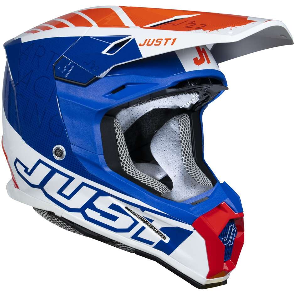 Moto Cross Enduro Helmet Just1 J22-f Dynamo Blue Red White