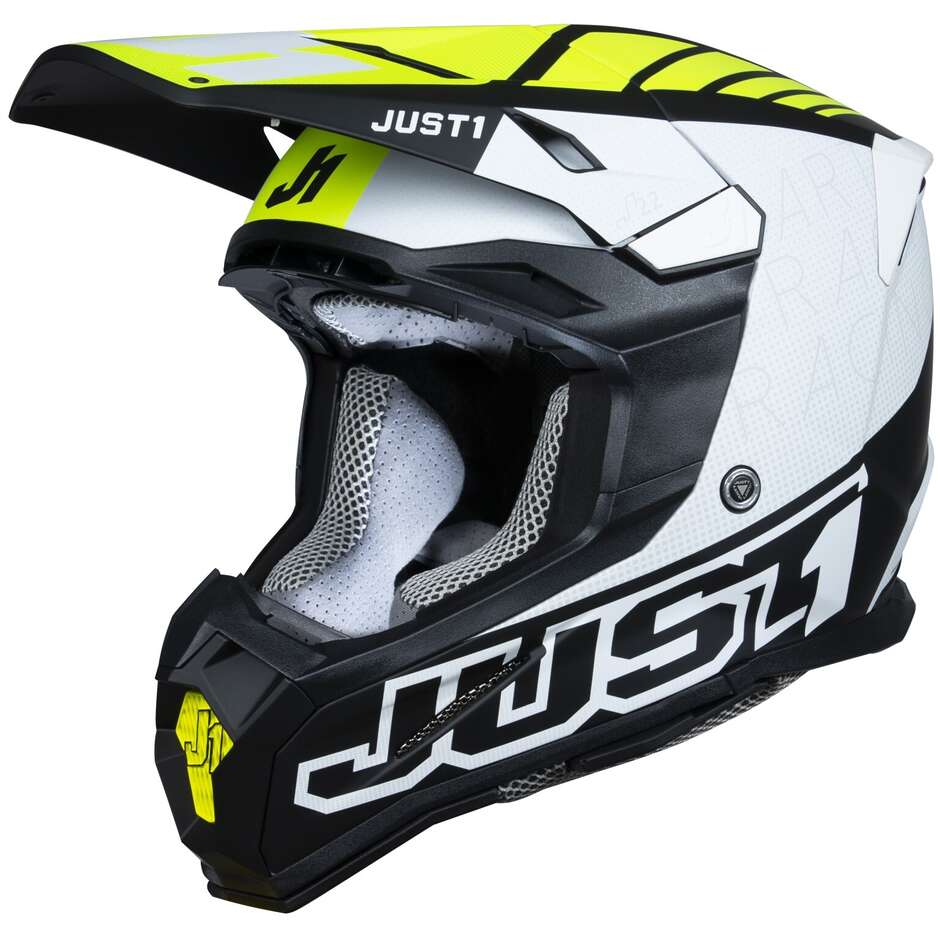 Moto Cross Enduro Helmet Just1 J22-f Dynamo Fluo Yellow White Black