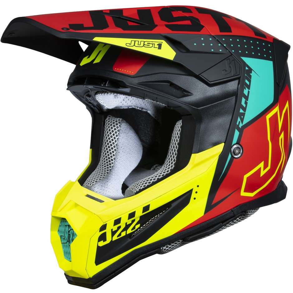 Moto Cross Enduro Helmet Just1 J22-f Falcon Fluo Red Yellow Black