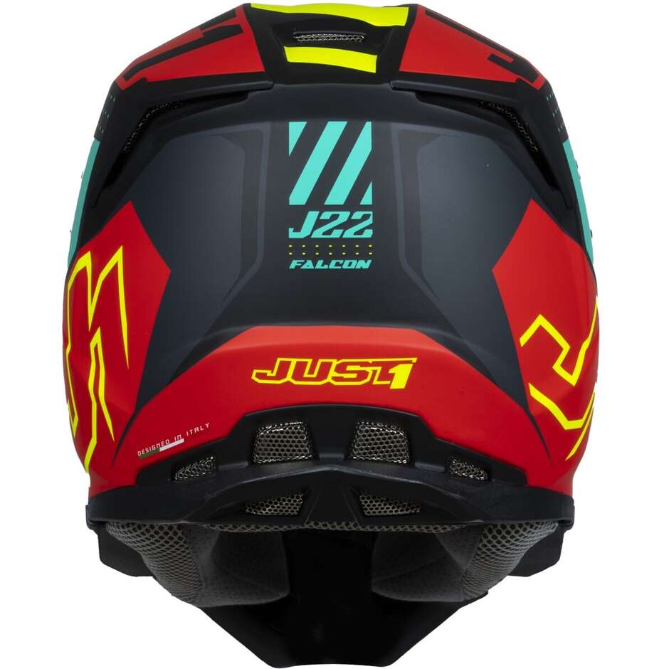 Moto Cross Enduro Helmet Just1 J22-f Falcon Fluo Red Yellow Black