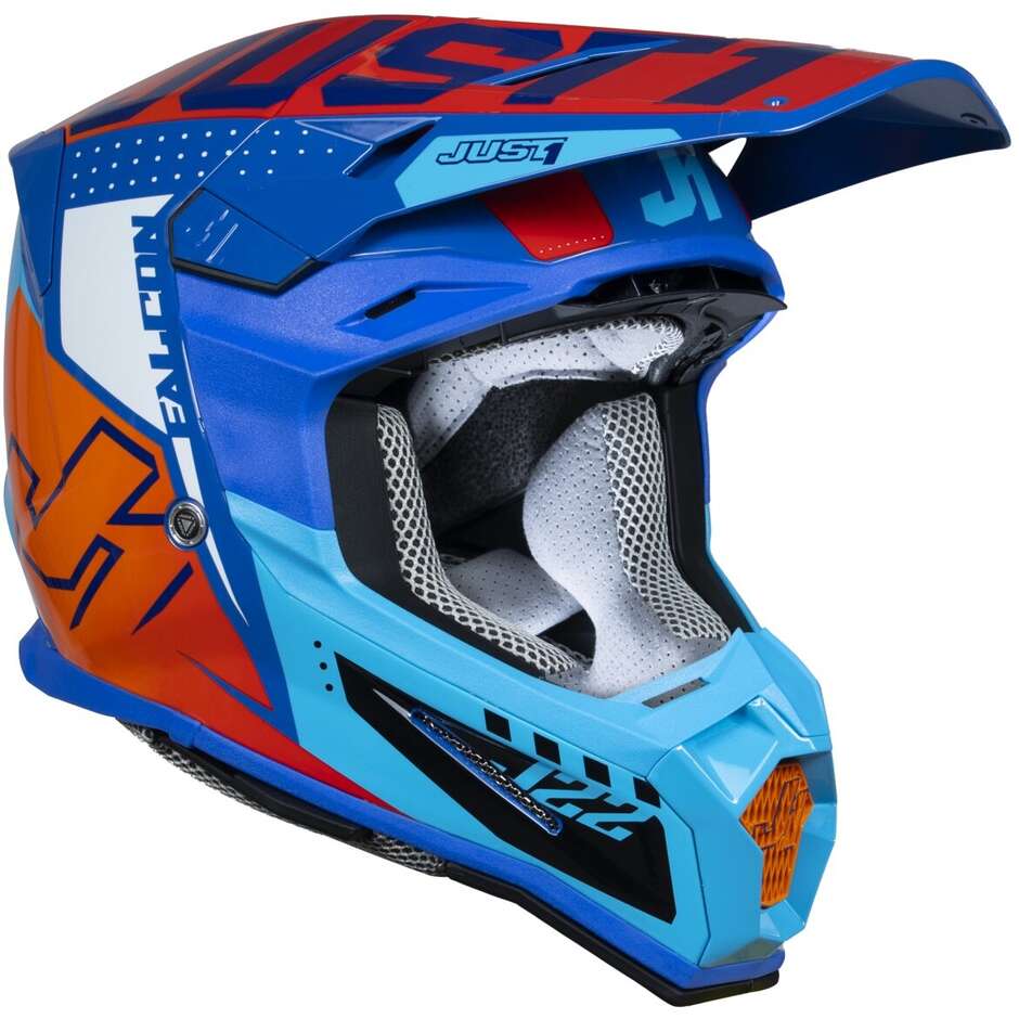 Moto Cross Enduro Helmet Just1 J22-f Falcon Orange Blue