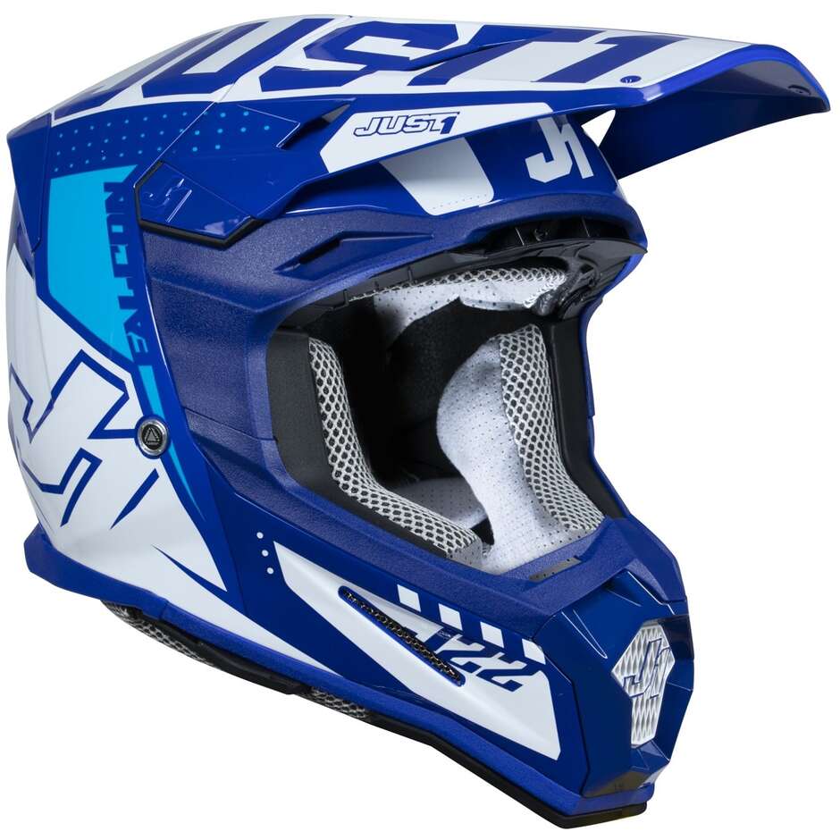 Moto Cross Enduro Helmet Just1 J22-f Falcon White Blue
