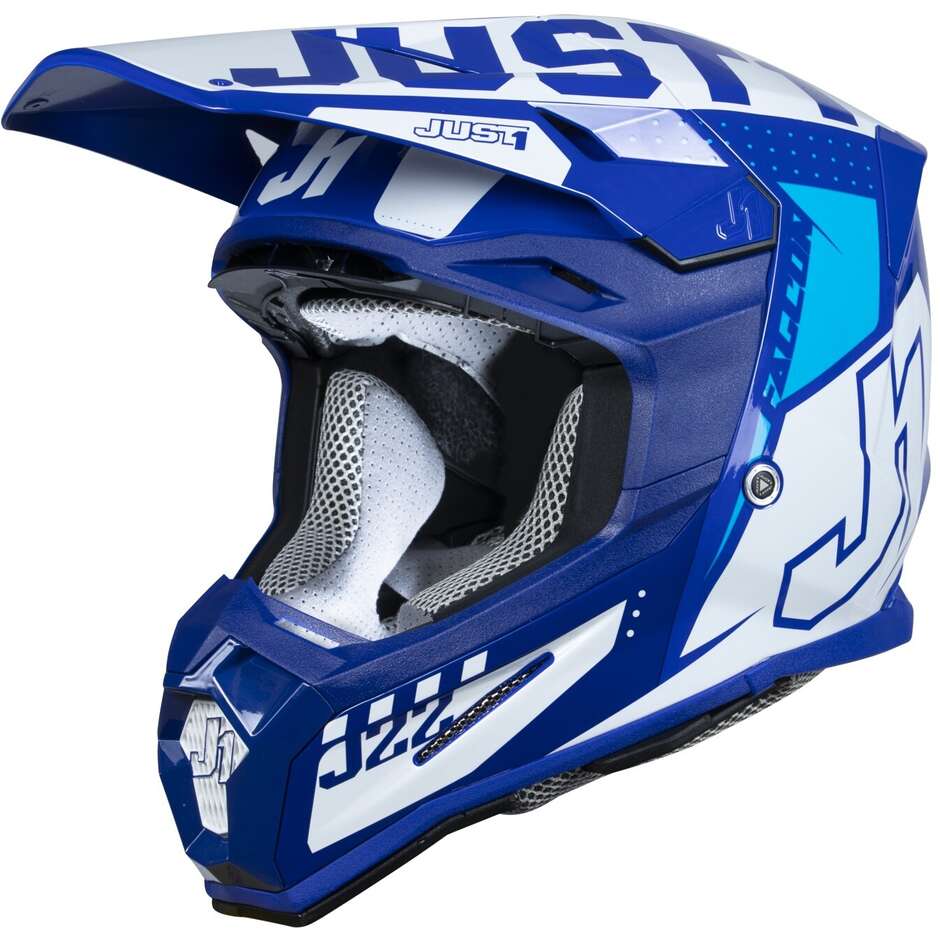 Moto Cross Enduro Helmet Just1 J22-f Falcon White Blue