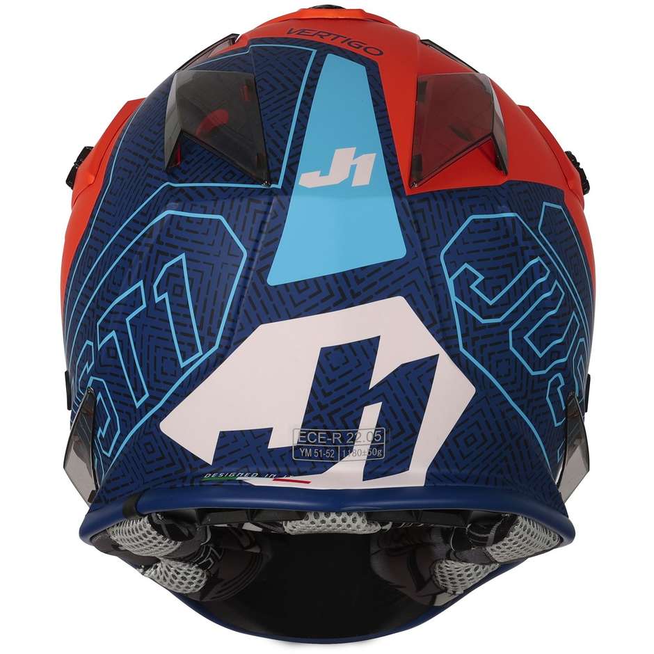 Moto Cross Enduro Helmet Just1 J32 VERTIGO Blue Orange Fluo