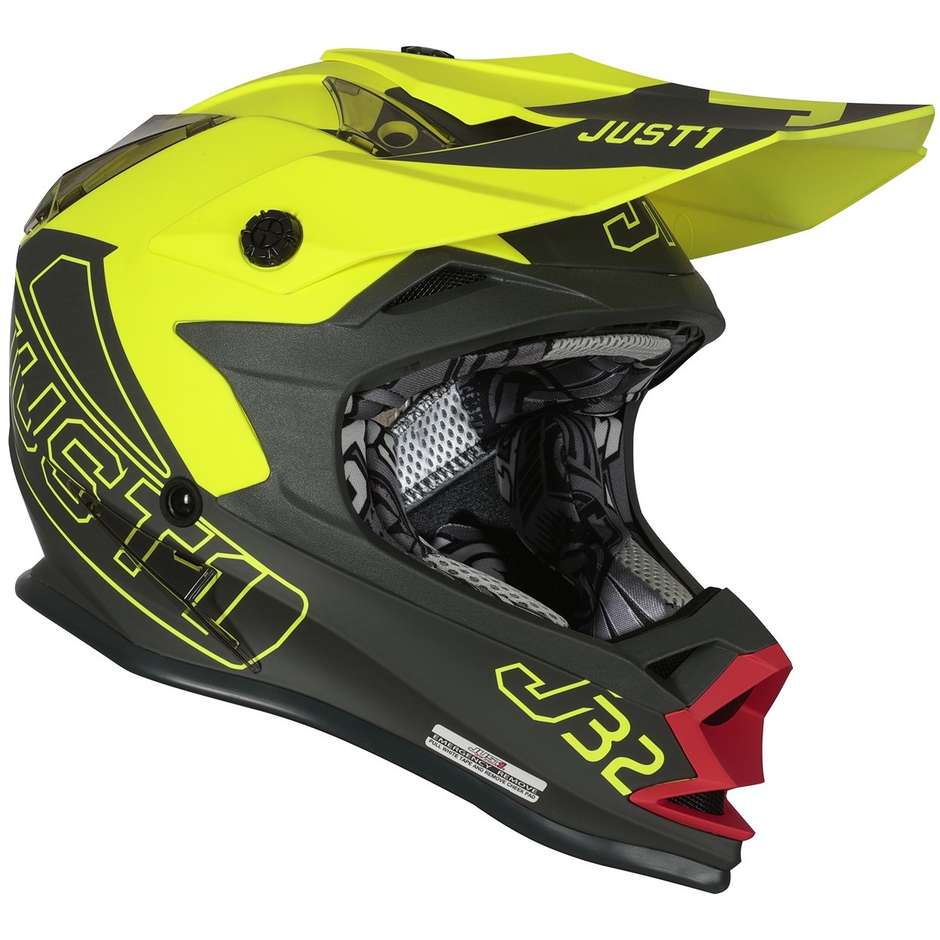 Moto Cross Enduro Helmet Just1 J32 VERTIGO Gray Red Yellow Fluo