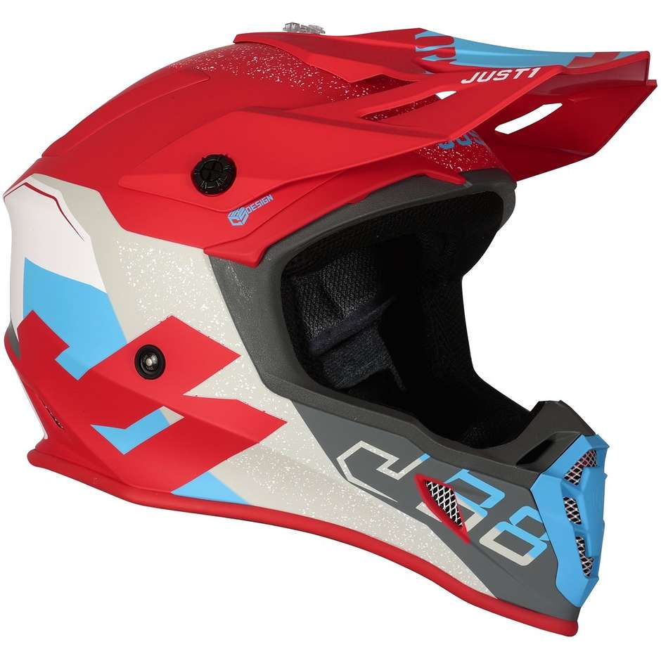 Moto Cross Enduro Helmet Just1 J38 KORNER Blue Red Opaque