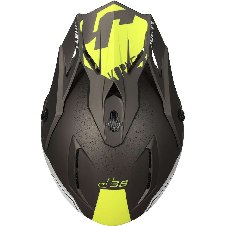 Moto Cross Enduro Helmet Just1 J38 KORNER Fluo Yellow Matt Titanium