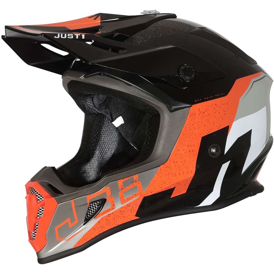 Moto Cross Enduro Helmet Just1 J38 KORNER Glossy Black Orange