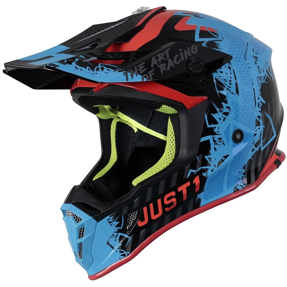 Moto Cross Enduro Helmet Just1 J38 MASK Black Blue Glossy