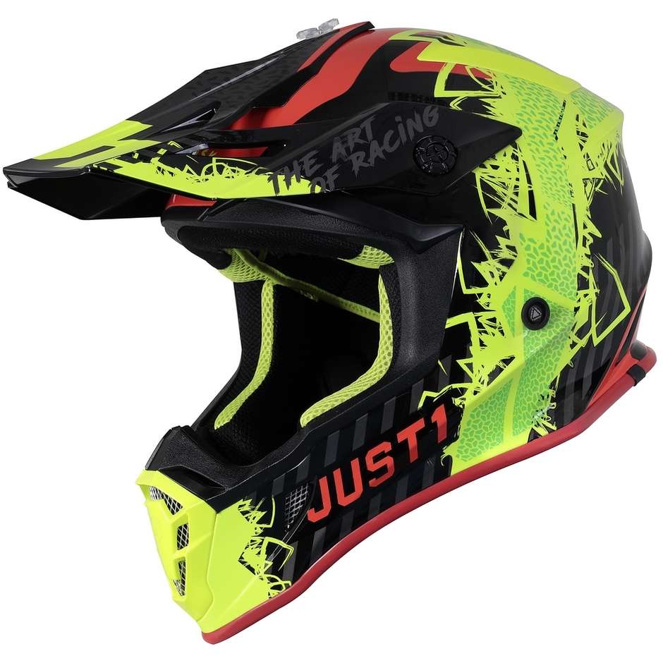 Moto Cross Enduro Helmet Just1 J38 MASK Black Red Fluo Yellow
