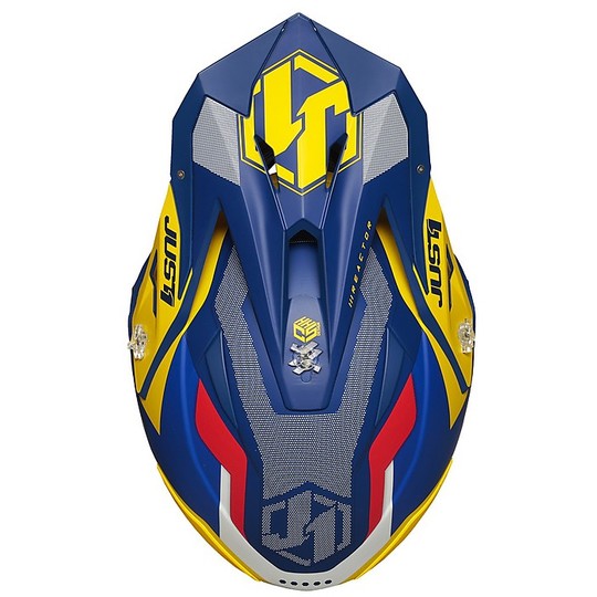 Moto Cross Enduro Helmet Just1 J39 Abs REACTOR Yellow Blue Matt