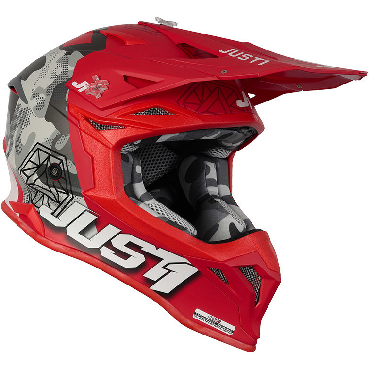 Moto Cross Enduro Helmet Just1 J39 KINETIC Camo Black Red Matt