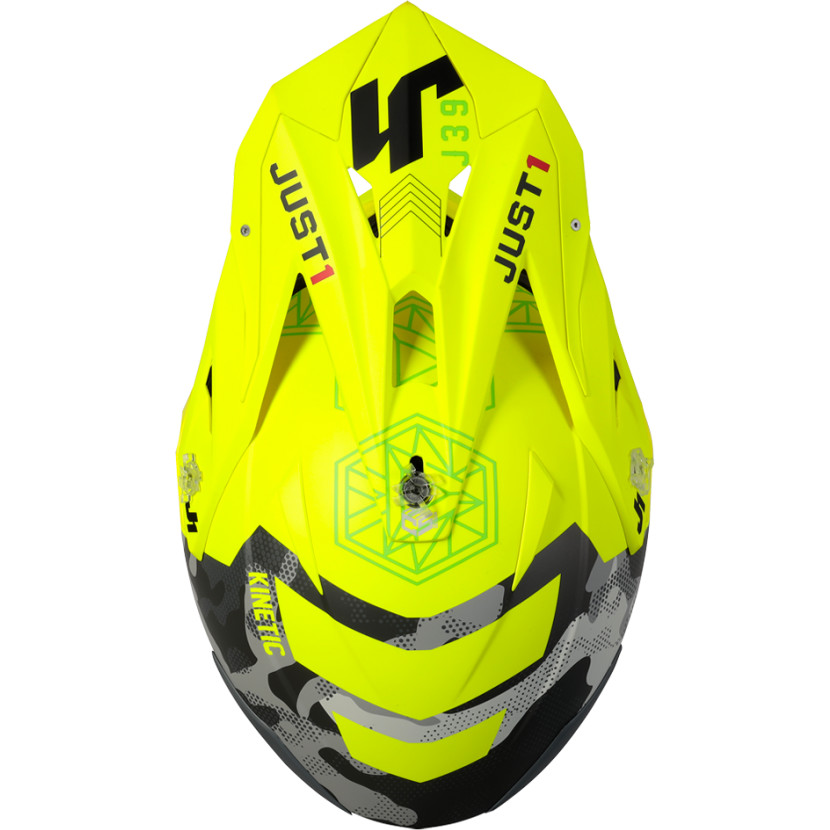 Moto Cross Enduro Helmet Just1 J39 KINETIC Camo Lime Matt Fluo Yellow