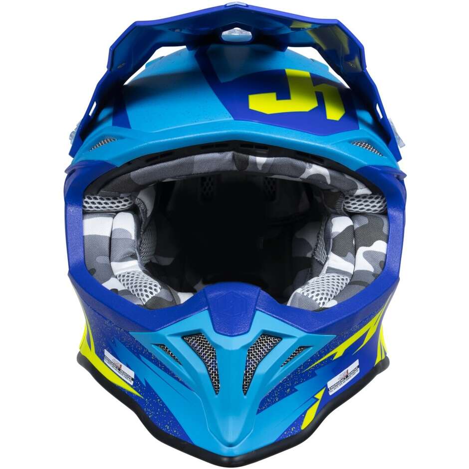 Moto Cross Enduro Helmet Just1 J39 Poseidon Fluo Yellow Blue