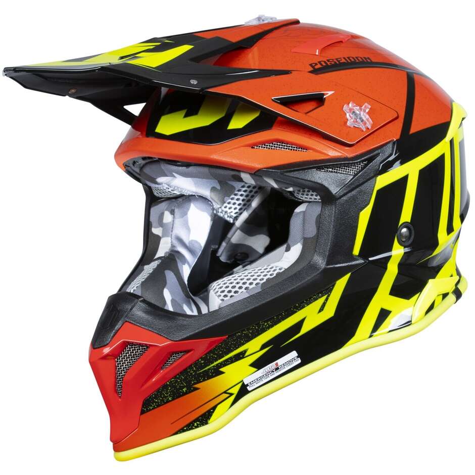 Moto Cross Enduro Helmet Just1 J39 Poseidon Fluo Yellow Red Black