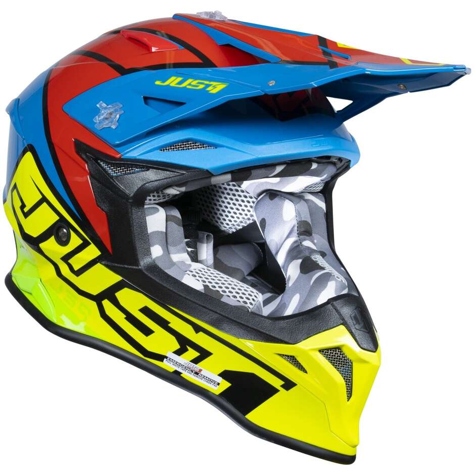 Moto Cross Enduro Helmet Just1 J39 Thruster Fluo Yellow Red Blue