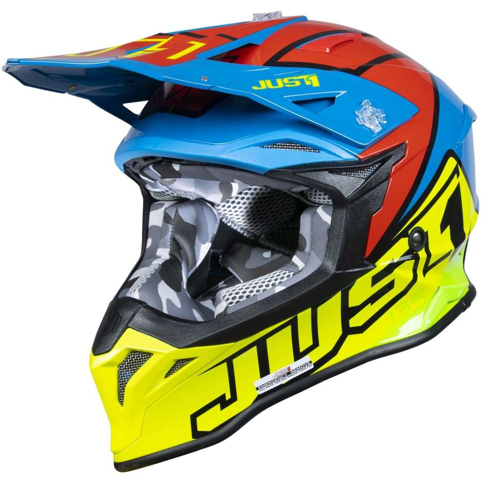 Moto Cross Enduro Helmet Just1 J39 Thruster Fluo Yellow Red Blue