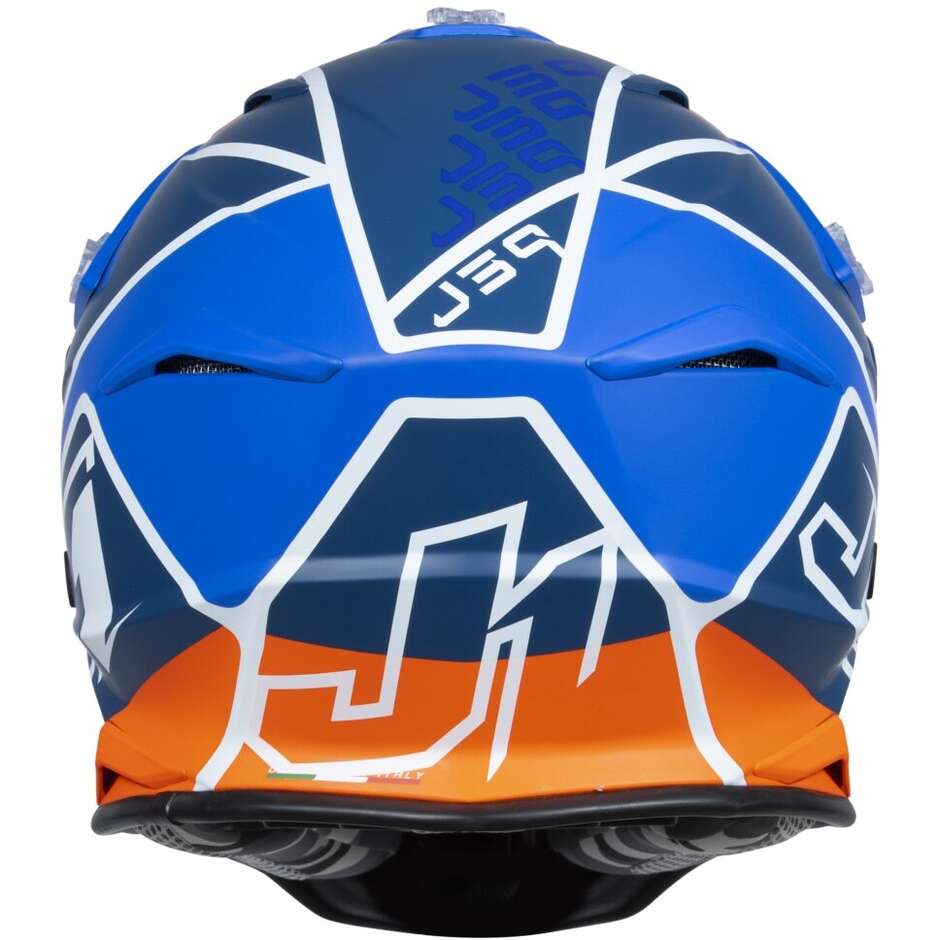 Moto Cross Enduro Helmet Just1 J39 Thruster White Fluo Orange Blue