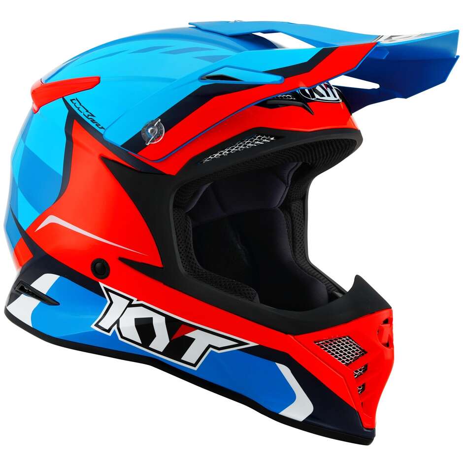 Moto Cross Enduro Helmet Kyt SKYHAWK GLOWING BLUE ORANGE FLUO