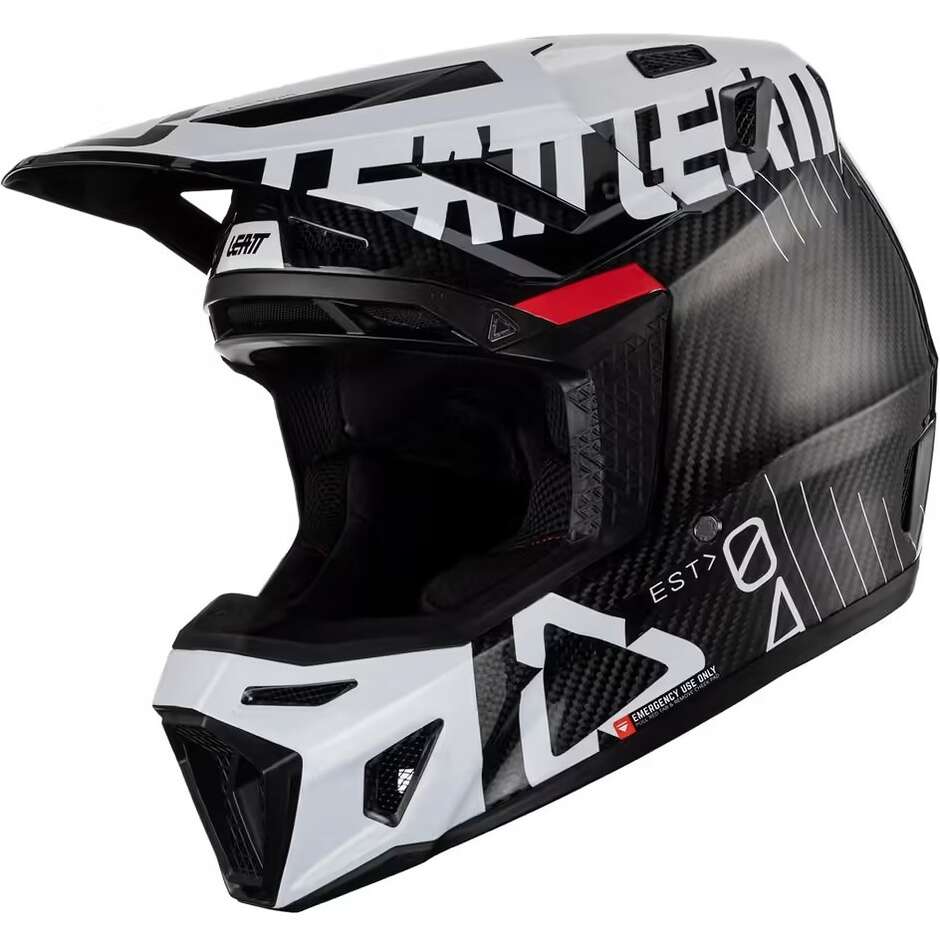 Moto Cross Enduro Helmet Leatt 9.5 V23 Carbon White With Mask