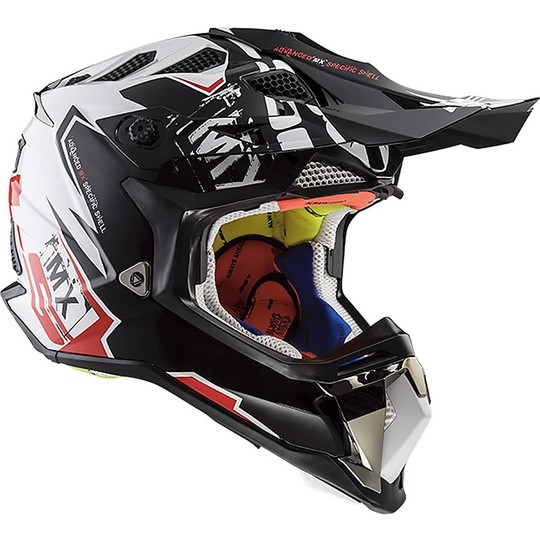 Moto Cross Enduro Helmet LS2 MX 470 Subperter Black Emperor White Red