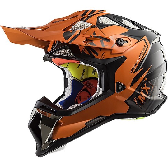Moto Cross Enduro Helmet LS2 MX 470 Subterranean Black Emperor Orange