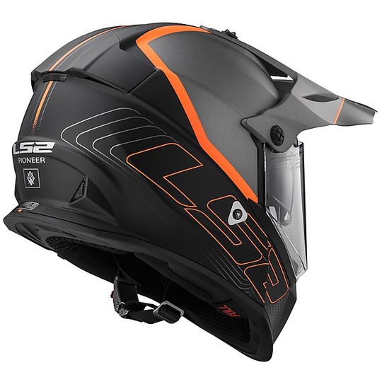 Moto Cross Enduro helmet LS2 MX436 Pioneer Element Titanium Matte Black