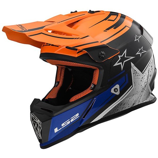 Moto Cross Enduro helmet LS2 MX437 Fast Core Matt Black Orange