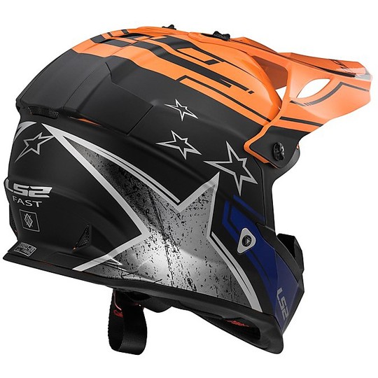 Moto Cross Enduro helmet LS2 MX437 Fast Core Matt Black Orange