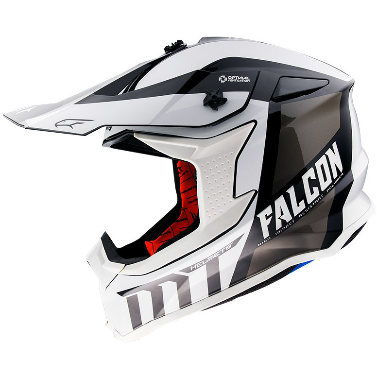 Moto Cross Enduro Helmet MT Helmets FALCON Warrior B0 Pearl White