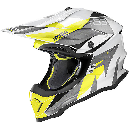 Moto Cross Enduro Helmet Nolan N53 PORTLAND 061 White Metal Yellow