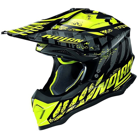Moto Cross Enduro Helmet Nolan N53 Skeleton 056 Glossy Black Yellow