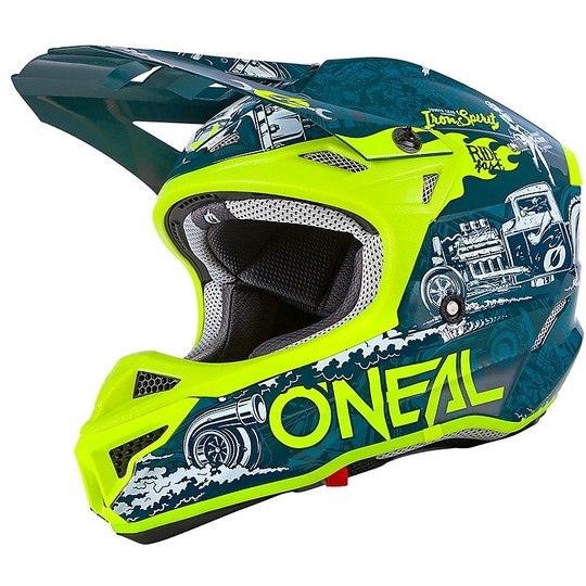 Moto Cross Enduro Helmet O'neal 5 Series HR Blue Yellow Fluo