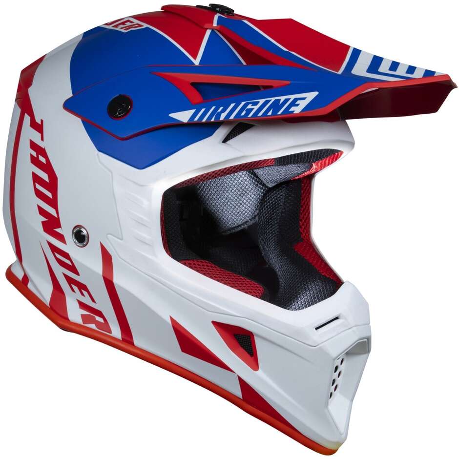 Moto Cross Enduro Helmet Origin Hero Thunder Blue White Red Matt