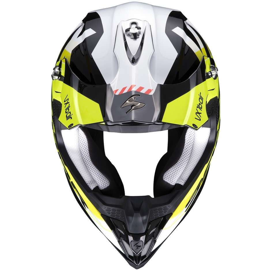 Moto Cross Enduro Helmet Scorpion VX-16 AIR X-TURN Black Yellow Fluo White