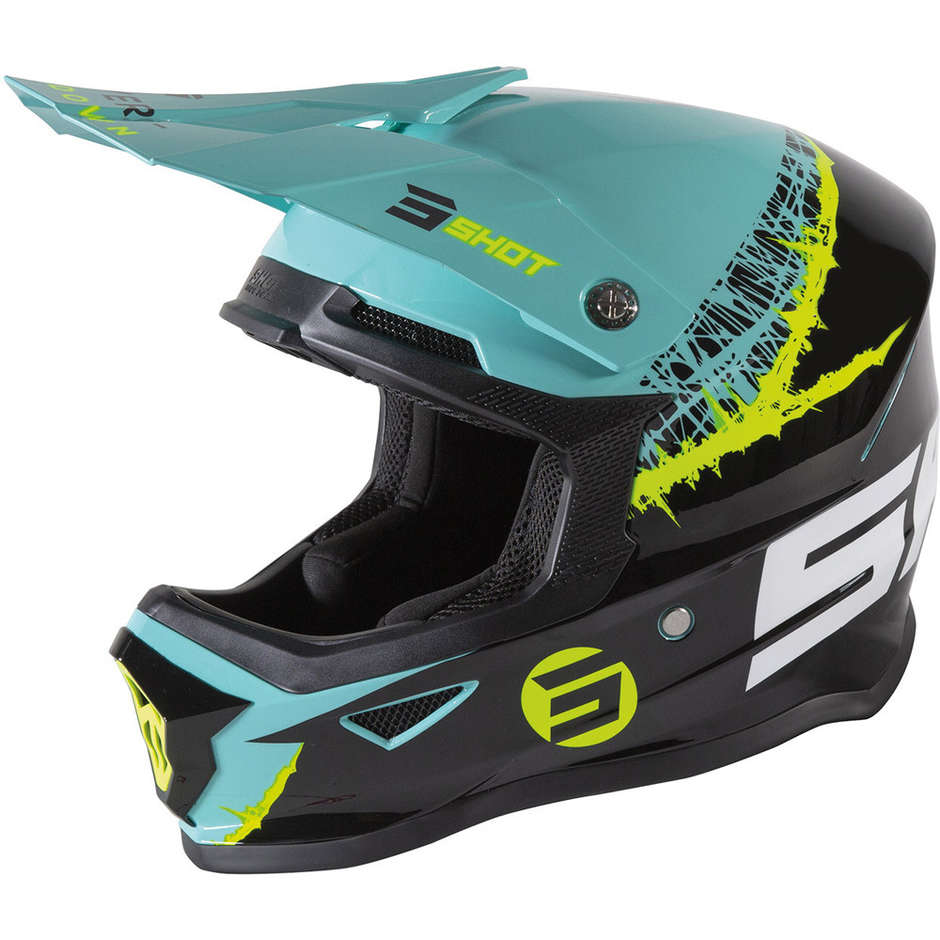 Moto Cross Enduro Helmet Shot Furios Child Storm Green Yellow Fluo