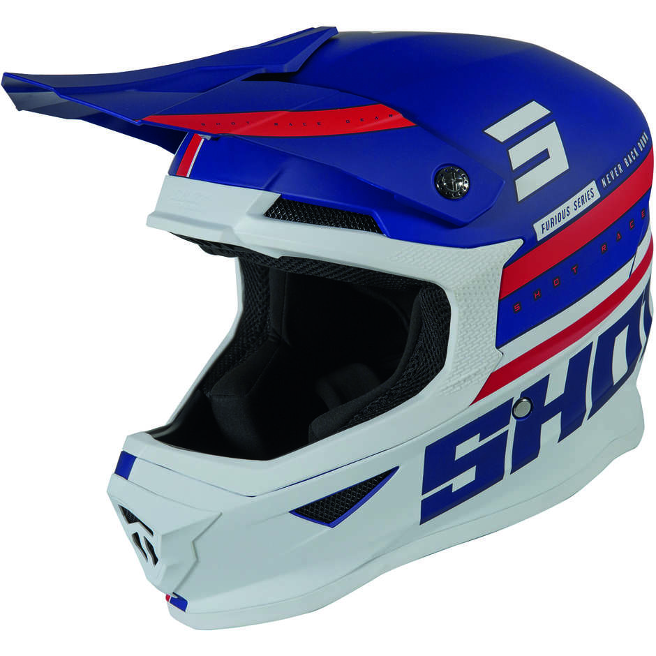 Moto Cross Enduro Helmet Shot Furios Shining Red Blue Opaque