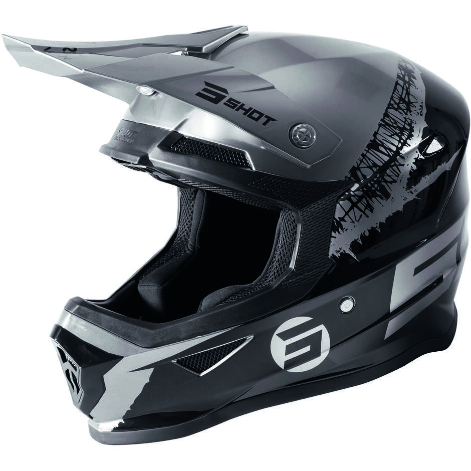 Moto Cross Enduro Helmet Shot Furios Storm Black chrome