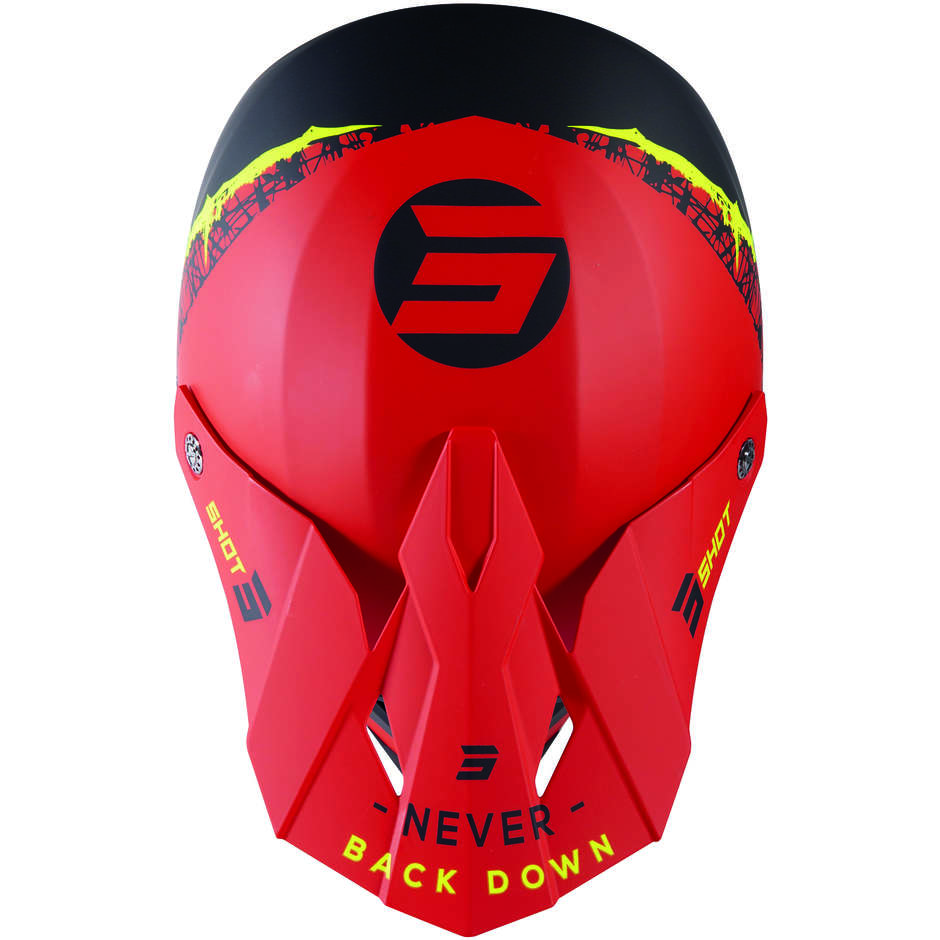 Moto Cross Enduro Helmet Shot Furios Storm Red Yellow Lime