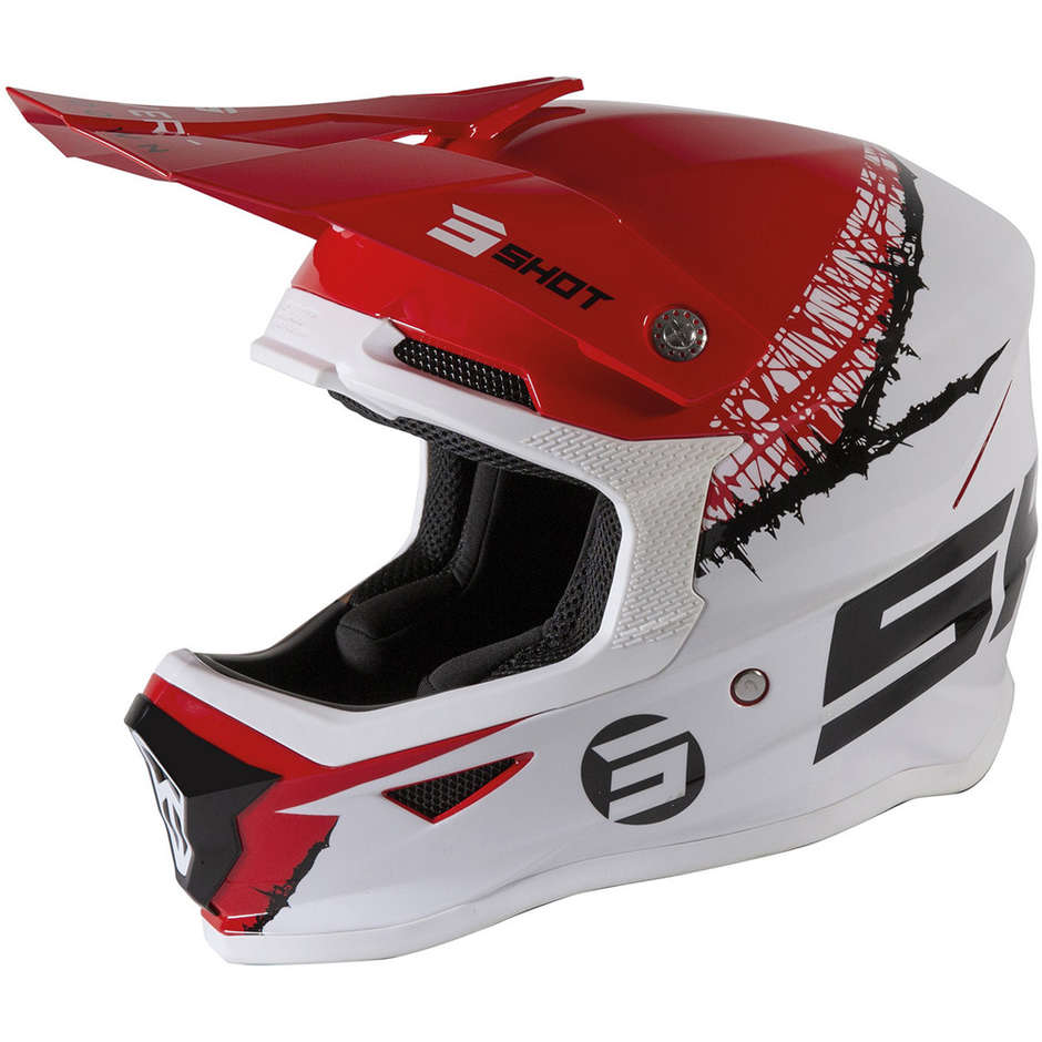 Moto Cross Enduro Helmet Shot Furios Storm White Red Child