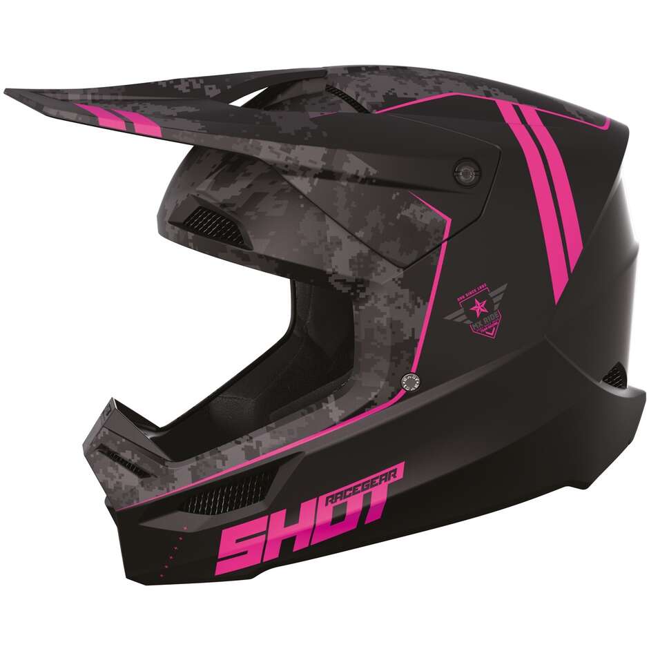 Moto Cross Enduro Helmet Shot FURIOUS Army Matt Pink