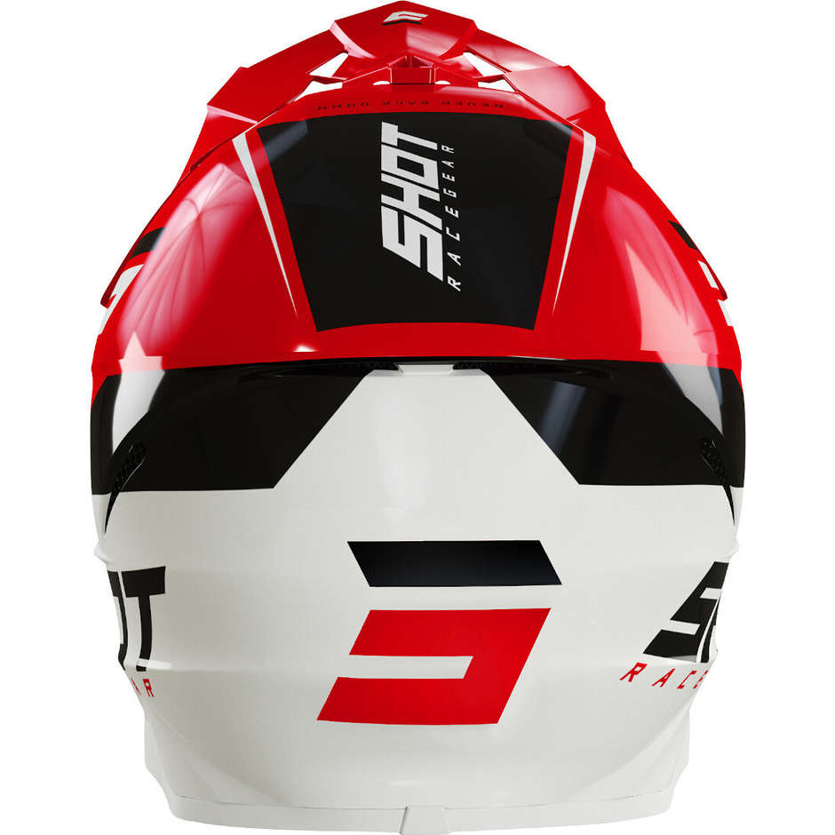 Moto Cross Enduro Helmet Shot FURIOUS CHASE Red White Glossy